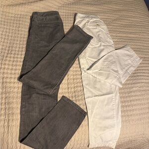 Gray and White Straight Leg Pants